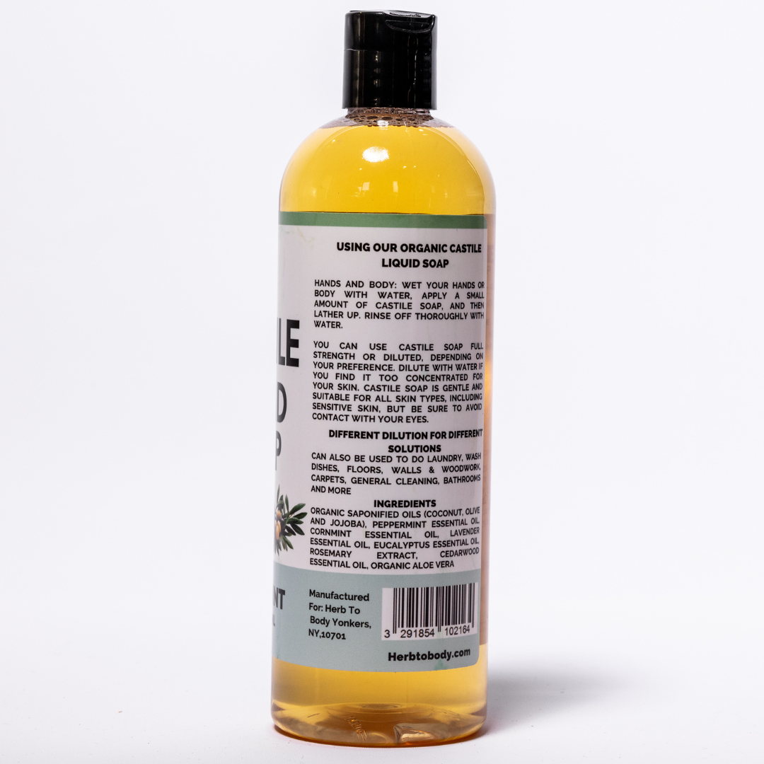 Peppermint Castile Liquid Soap 16oz - Organic - Non-GMO