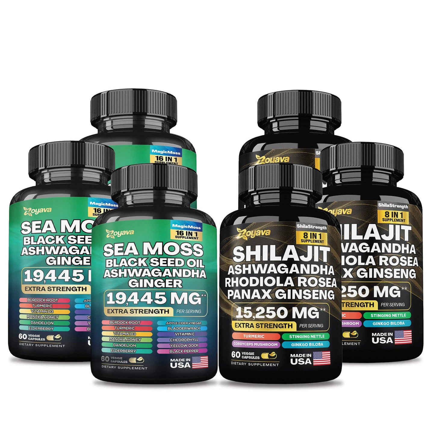 Dynamic Vitality Bundle: Sea Moss 16-in-1 Magic Moss & Shilajit Power ShilaStrength Blend: 1 Pack