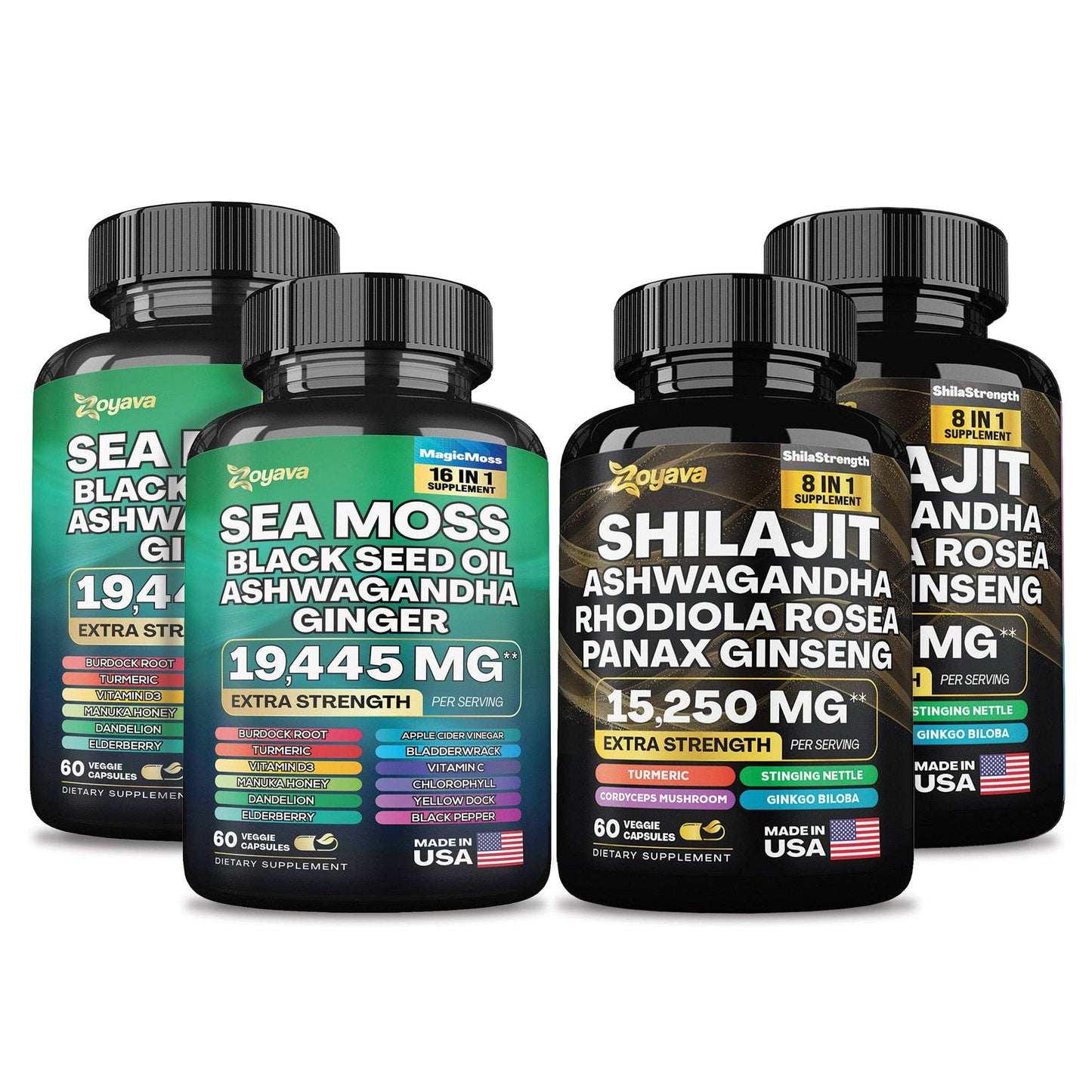 Dynamic Vitality Bundle: Sea Moss 16-in-1 Magic Moss & Shilajit Power ShilaStrength Blend: 1 Pack